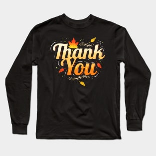 Brown Leaves Thankful Thank You Thanksgiving Long Sleeve T-Shirt